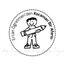 Kalem Tutan Öğrenci - İsimli Öğretmen Mührü